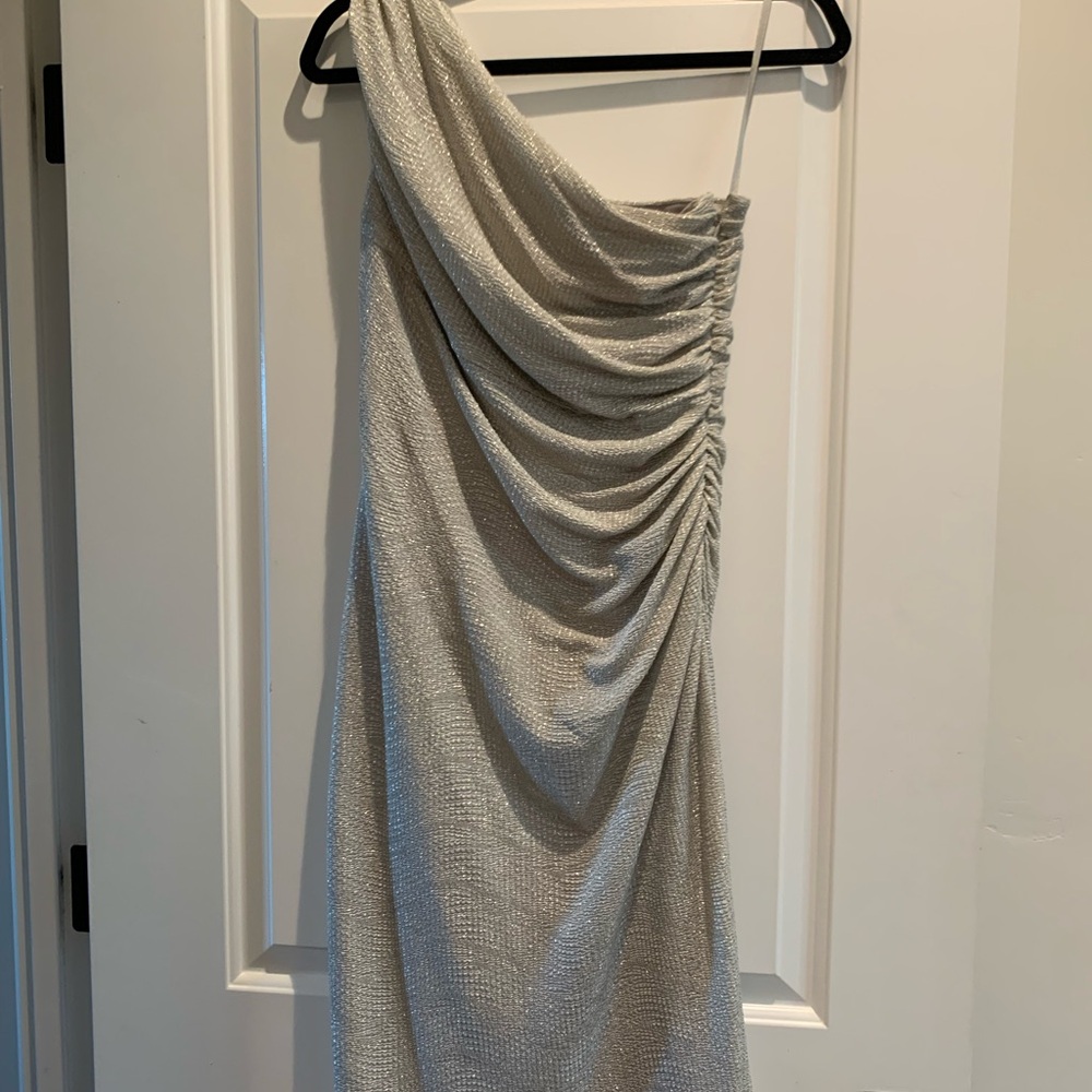 Lauren Ralph Lauren One-Shoulder Silver Dress